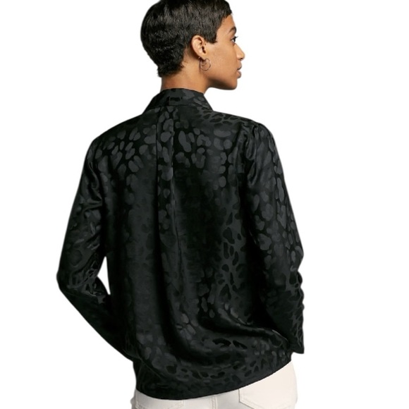 Babaton Black Leopard Power Blouse Silk Viscose Small - Picture 2 of 13
